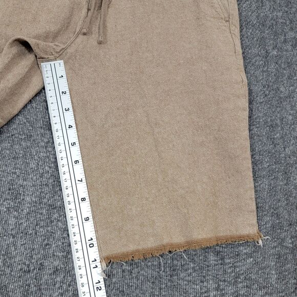 Gap Shorts Mens Small Khaki Linen Blend Flat Front Drawstring Bermuda Jogger - Picture 4 of 11